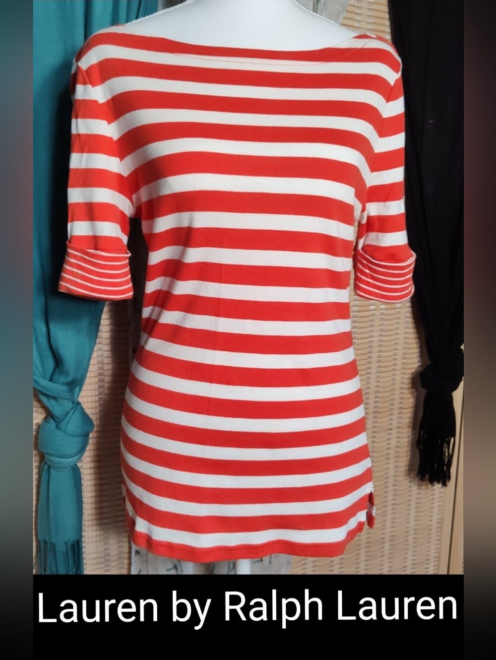 VTG ♥️ Lauren By Ralph Lauren 💯 % Cotton Boatneck Top